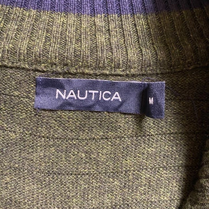 古着 used　NAUTICA ノーティカ　長袖ニットカーディガン　ジップアップセーター　深緑　ハイネック　秋冬服　Mサイズ