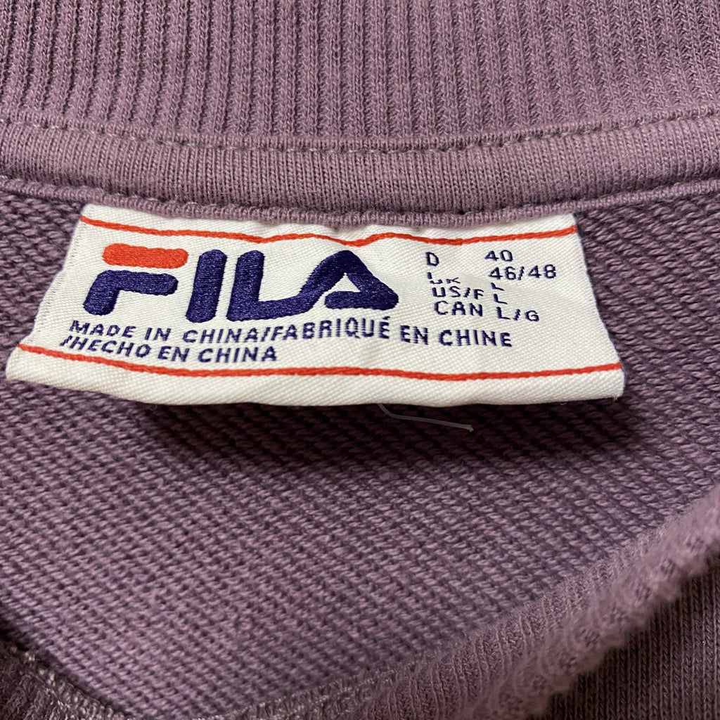FILA　フィラ　スウェット/トレーナー　ワッペン　リブライン　ワンポイント　紫　パープル　Lサイズ　古着