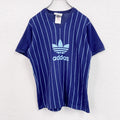 古着 used　～90s　adidas　アディダス　半袖Tシャツ　ヴィンテージ　ストライプ柄　紺　ネイビー　Lサイズ