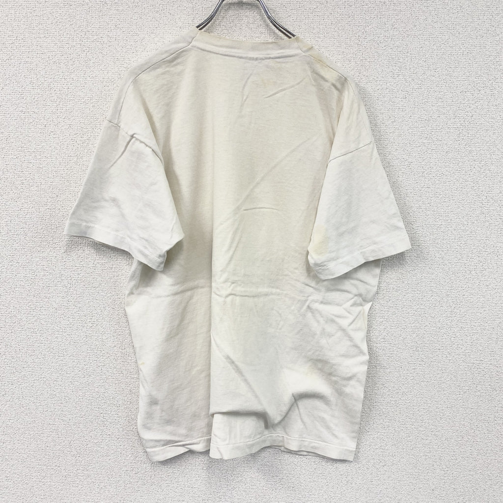 FRUIT OF THE LOOM　フルーツオブザルーム　半袖プリントTシャツ　シングルステッチ　白　ホワイト　XLサイズ カットソー メンズ コットン 古着