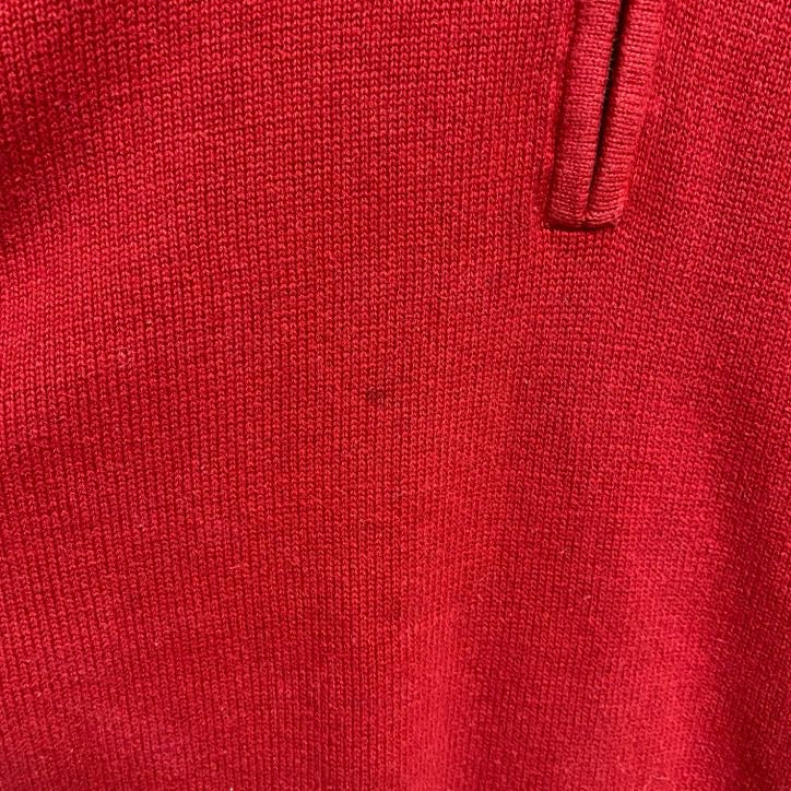 TOMMY HILFIGER トミーヒルフィガー　長袖ハーフジップニット　セーター　ロゴ刺繍　赤　レッド　Lサイズ　古着
