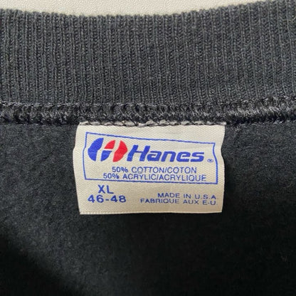 古着 used　Hanes ヘインズ　80s　USA製　長袖デザインスウェット　トレーナー　黒　ラメ　ビックシルエット　XLサイズ