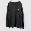 Carhartt　カーハート　長袖プリントTシャツ/ロンT　ポケT　黒　ブラック　Sサイズ　古着
