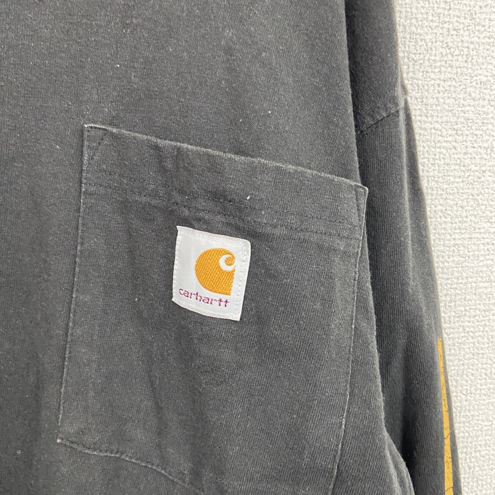 Carhartt　カーハート　長袖プリントTシャツ/ロンT　ポケT　黒　ブラック　Sサイズ　古着