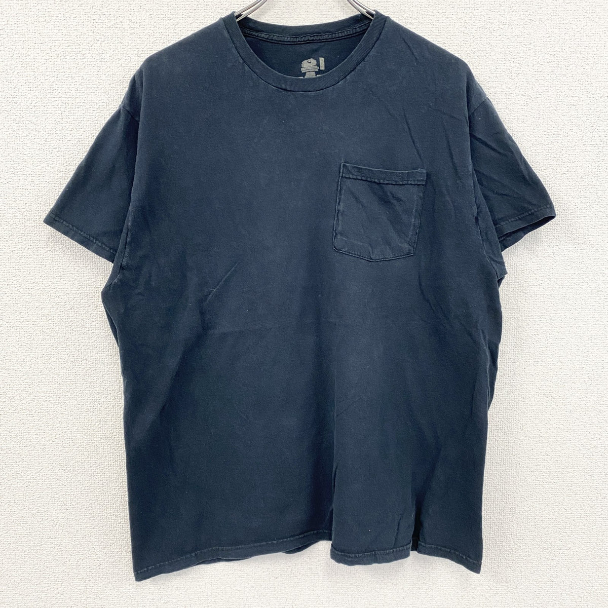 FRUIT OF THE LOOM　フルーツオブザルーム　半袖Tシャツ　胸ポケット　無地　クルーネック　黒　ブラック　XLサイズ　古着