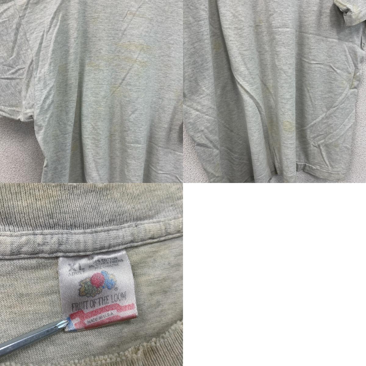 FRUIT OF THE LOOM　フルーツオブザルーム　半袖プリントTシャツ　シングルステッチ　霜降りグレー　XLサイズ カットソー メンズ コットン 古着