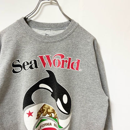 古着 used　Sea World　シーワールド　 長袖プリントスウェット　トレーナー　グレー　CALIFORNIA　Mサイズ