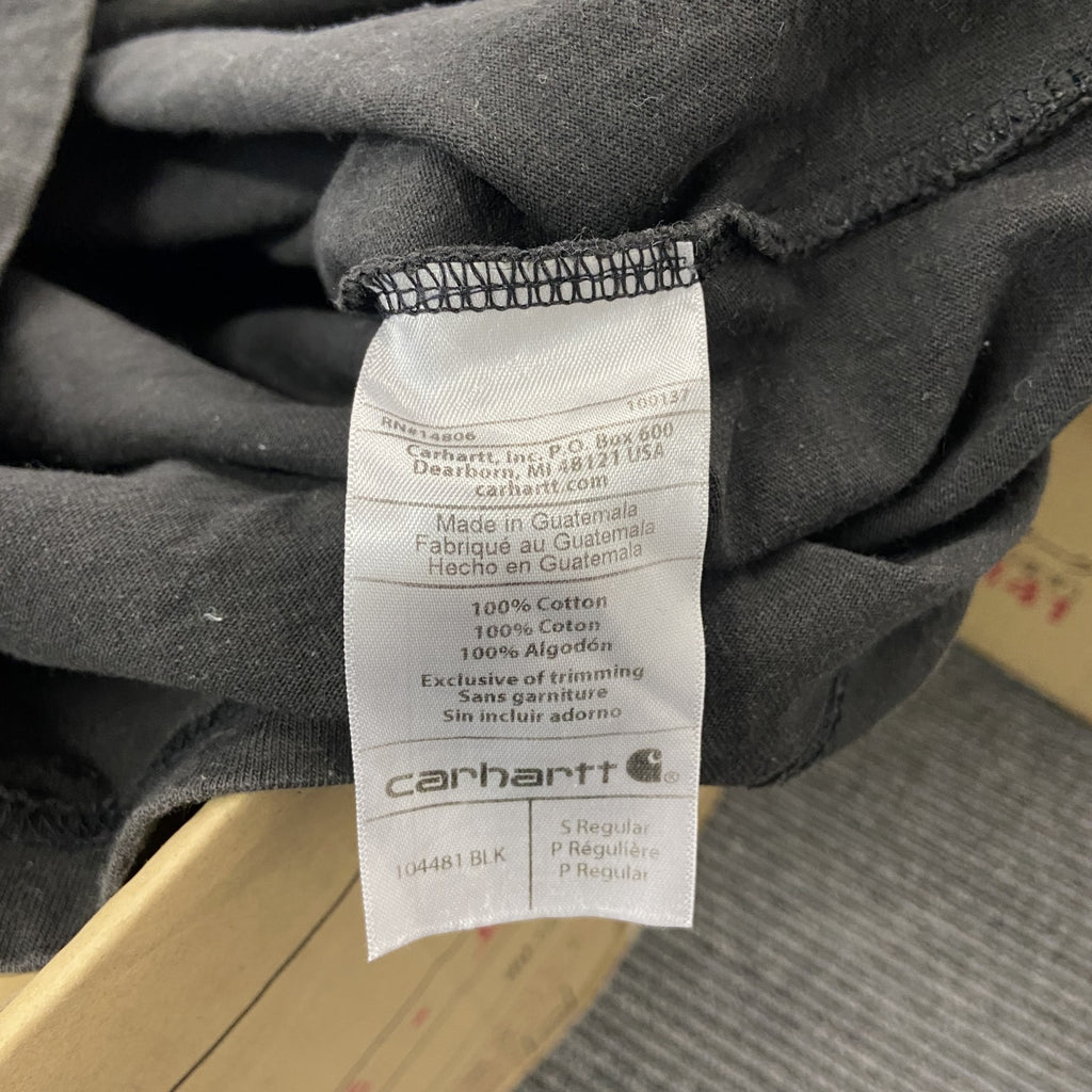 Carhartt　カーハート　長袖プリントTシャツ/ロンT　ポケT　黒　ブラック　Sサイズ　古着