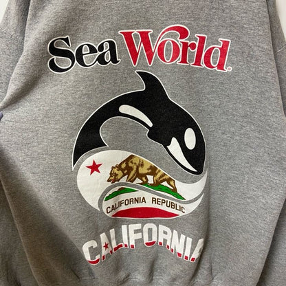 古着 used　Sea World　シーワールド　 長袖プリントスウェット　トレーナー　グレー　CALIFORNIA　Mサイズ