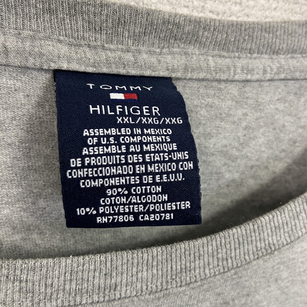 90s～　TOMMY HILFIGER　トミーヒルフィガー　長袖プリントTシャツ/ロンT　グレー　灰色　XXLサイズ　　ヴィンテージ　古着