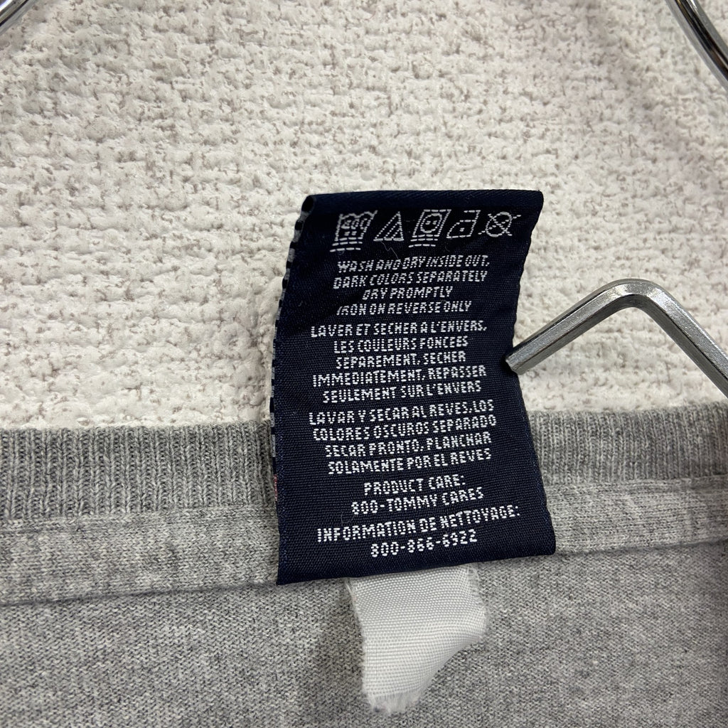 90s～　TOMMY HILFIGER　トミーヒルフィガー　長袖プリントTシャツ/ロンT　グレー　灰色　XXLサイズ　　ヴィンテージ　古着