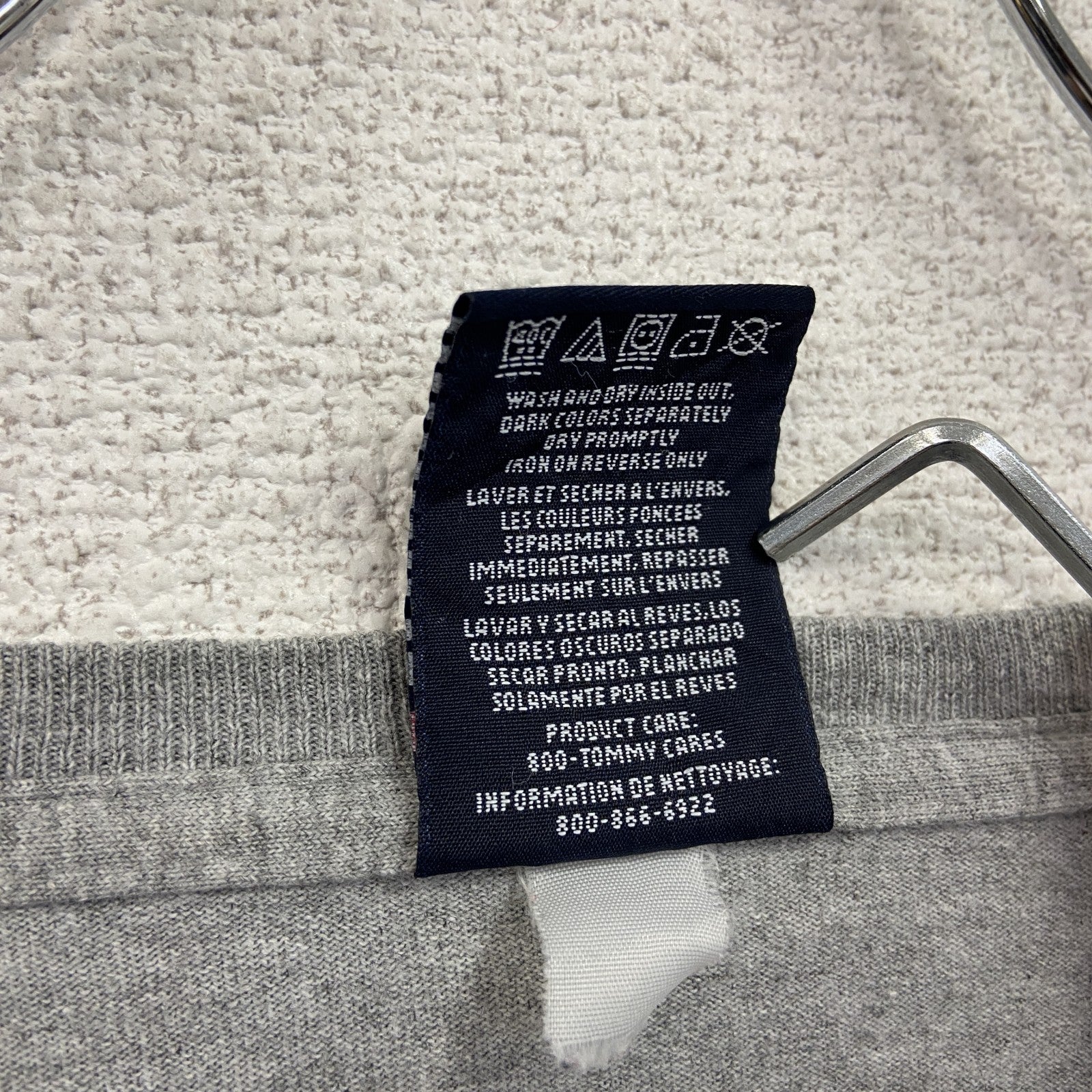 90s～　TOMMY HILFIGER　トミーヒルフィガー　長袖プリントTシャツ/ロンT　グレー　灰色　XXLサイズ　　ヴィンテージ　古着