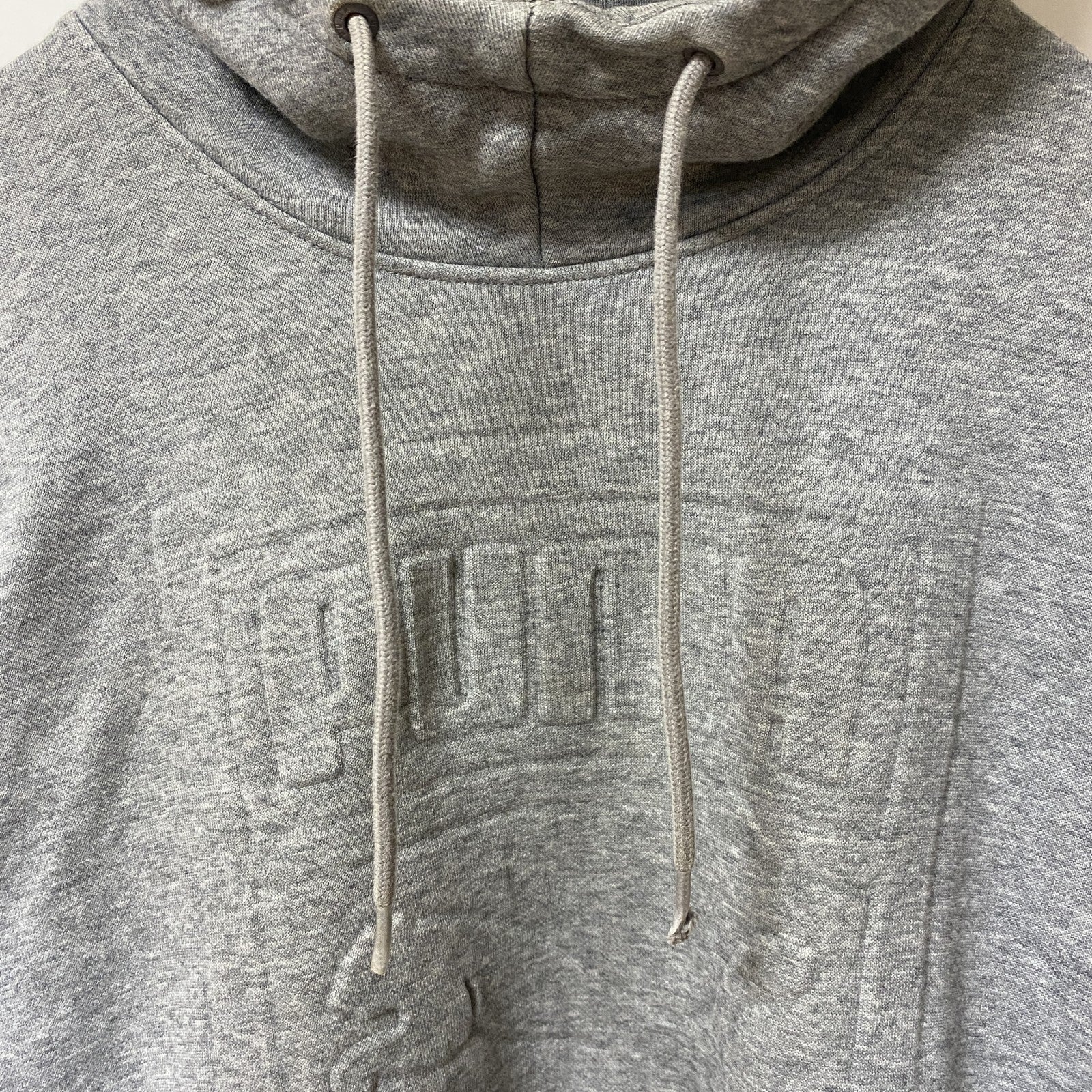 PUMA　プーマ　スウェットパーカー/フーディ　ハイネック　デカロゴ　灰色　グレー　Mサイズ　古着