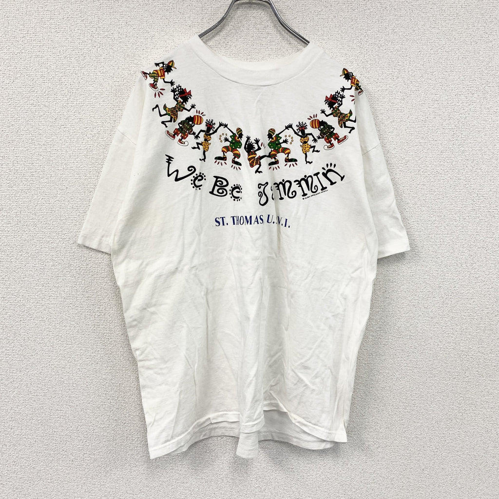Hanes　ヘインズ　半袖プリントTシャツ　シングルステッチ　白　ホワイト　XLサイズ カットソー メンズ コットン 古着
