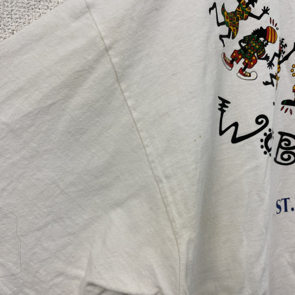 Hanes　ヘインズ　半袖プリントTシャツ　シングルステッチ　白　ホワイト　XLサイズ カットソー メンズ コットン 古着