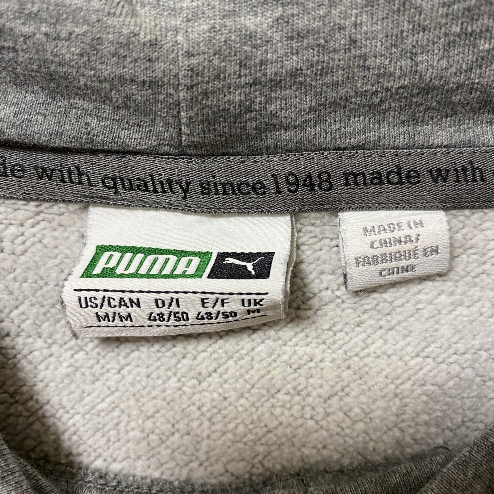 PUMA　プーマ　スウェットパーカー/フーディ　ハイネック　デカロゴ　灰色　グレー　Mサイズ　古着