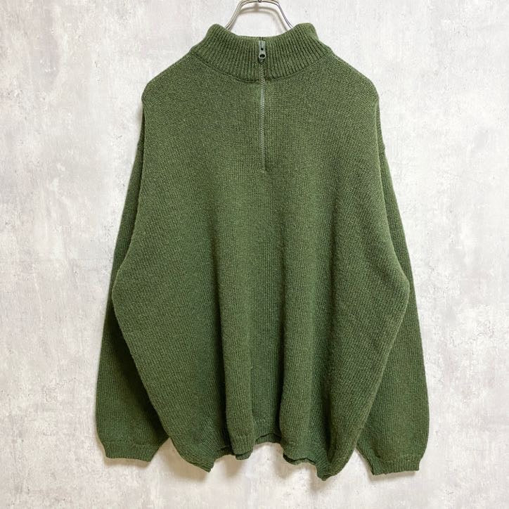 古着 used　WOOLRICH ウールリッチ　長袖ハーフジップニット　セーター　ハイネック　カーキ　ビックシルエット　XLサイズ