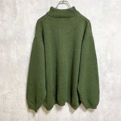 古着 used　WOOLRICH ウールリッチ　長袖ハーフジップニット　セーター　ハイネック　カーキ　ビックシルエット　XLサイズ