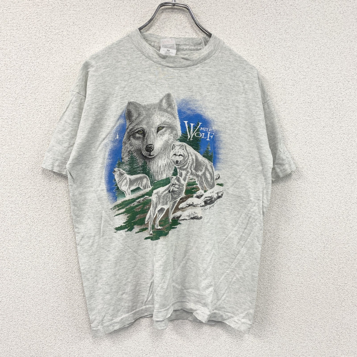 FRUIT OF THE LOOM　フルーツオブザルーム　半袖プリントTシャツ　シングルステッチ　霜降りグレー　Lサイズ カットソー メンズ コットン 古着
