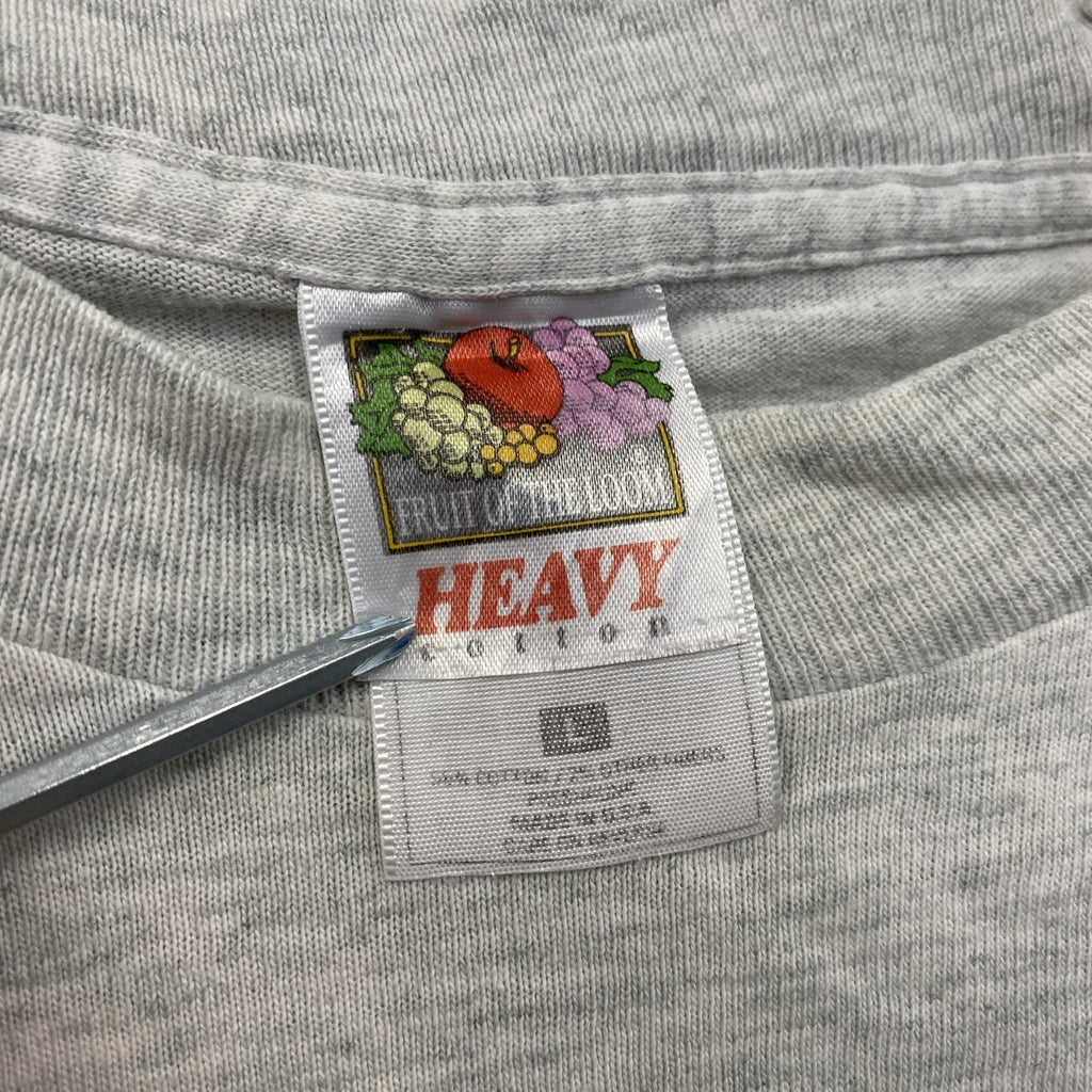 FRUIT OF THE LOOM　フルーツオブザルーム　半袖プリントTシャツ　シングルステッチ　霜降りグレー　Lサイズ カットソー メンズ コットン 古着
