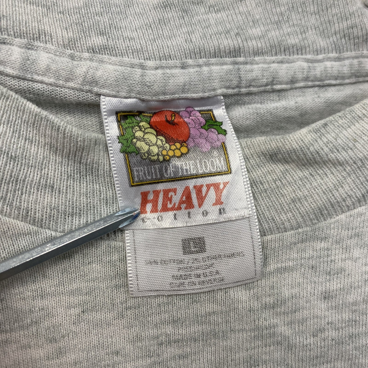 FRUIT OF THE LOOM　フルーツオブザルーム　半袖プリントTシャツ　シングルステッチ　霜降りグレー　Lサイズ カットソー メンズ コットン 古着