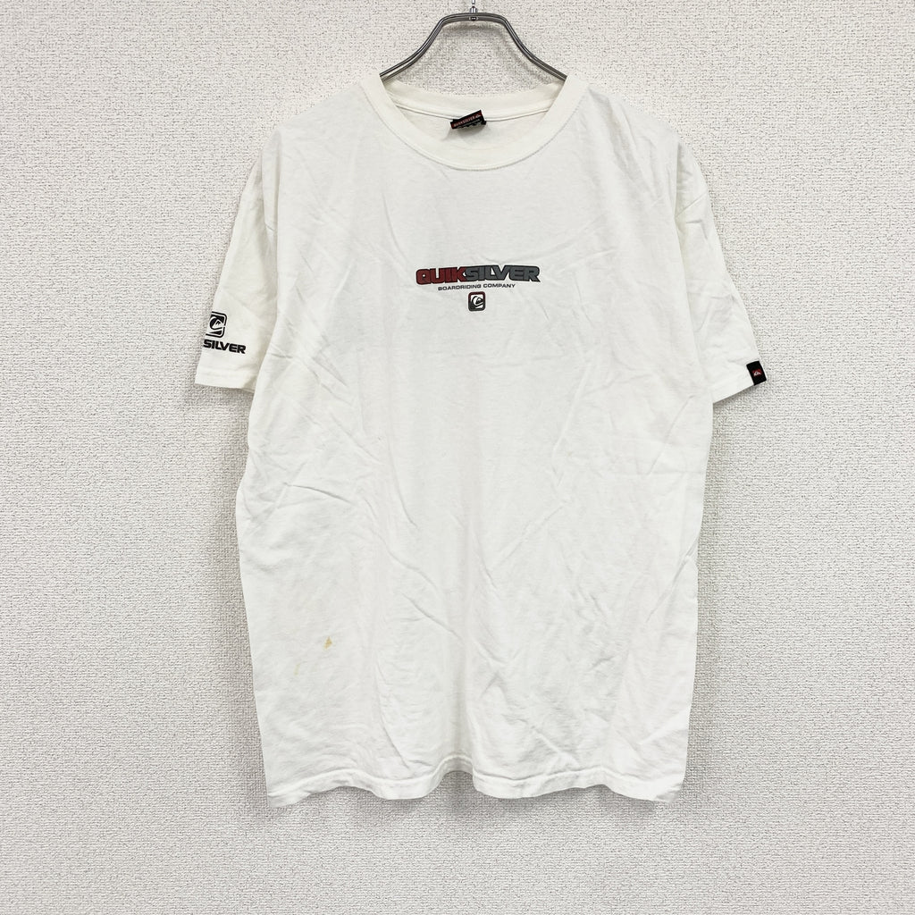 ～00s　Quiksilver　クイックシルバー　半袖Tシャツ　3連プリント　ヴィンテージ　白　ホワイト　Lサイズ　古着
