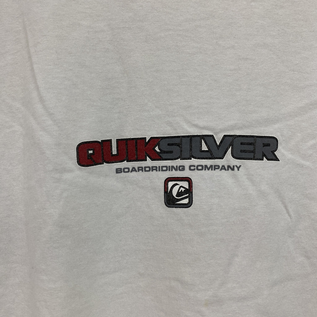 ～00s　Quiksilver　クイックシルバー　半袖Tシャツ　3連プリント　ヴィンテージ　白　ホワイト　Lサイズ　古着