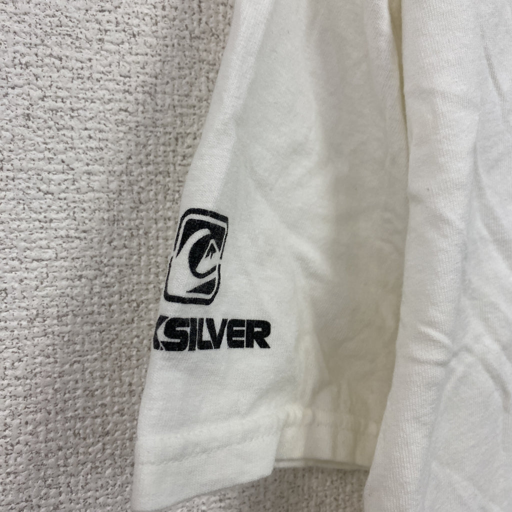 ～00s　Quiksilver　クイックシルバー　半袖Tシャツ　3連プリント　ヴィンテージ　白　ホワイト　Lサイズ　古着