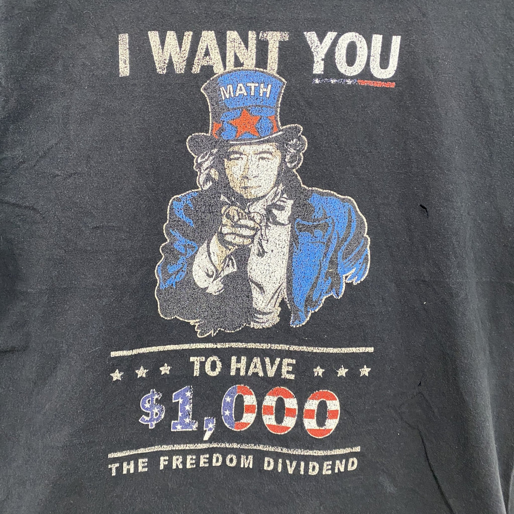 PORT&COMPANY　半袖プリントパロディTシャツ　アンクルサム　I want you　星条旗　黒　ブラック　Sサイズ　古着