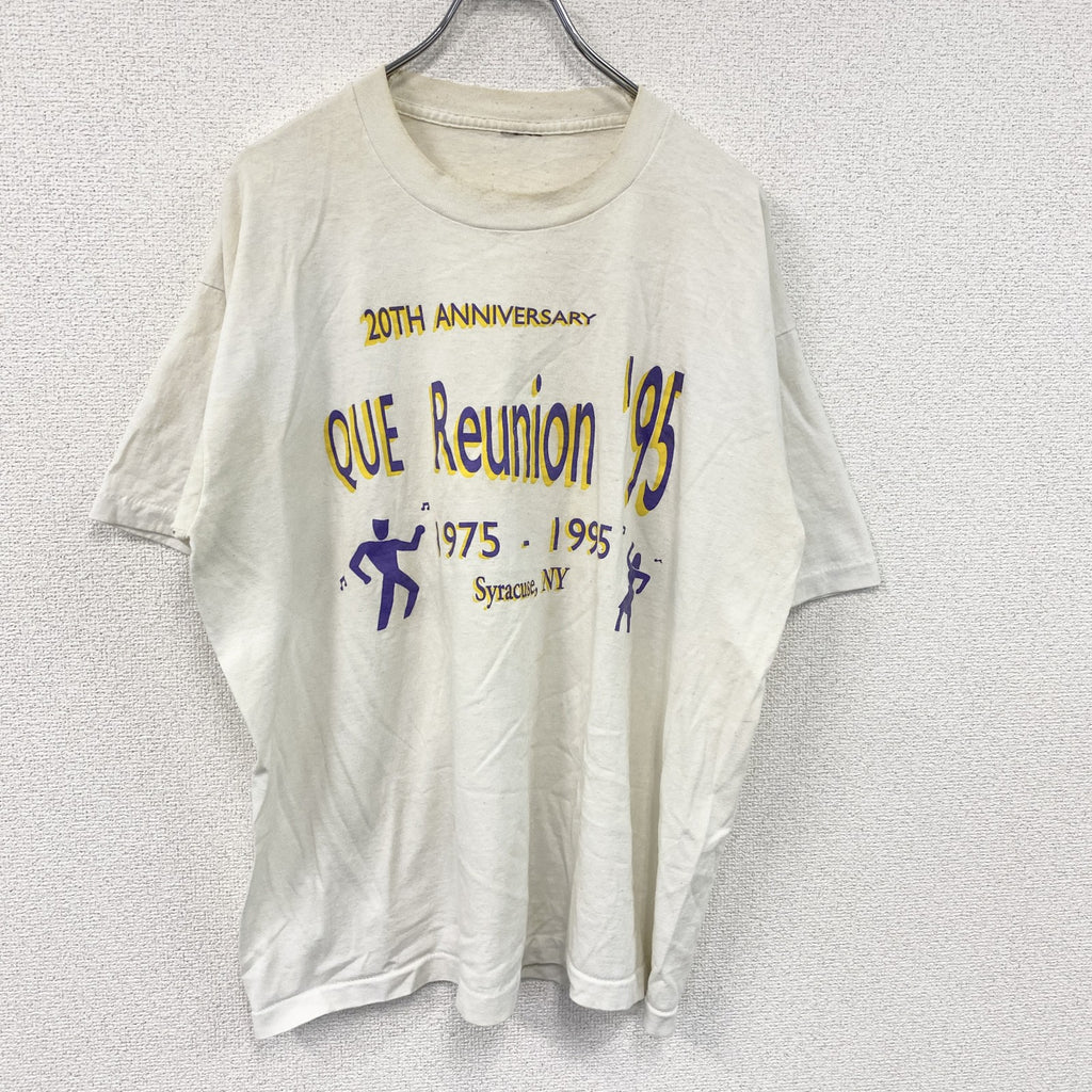 半袖プリントTシャツ　シングルステッチ　白　ホワイト カットソー メンズ 古着