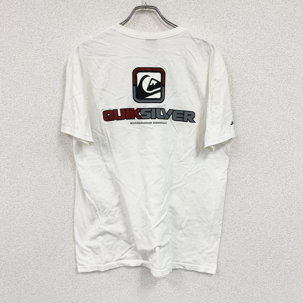 ～00s　Quiksilver　クイックシルバー　半袖Tシャツ　3連プリント　ヴィンテージ　白　ホワイト　Lサイズ　古着