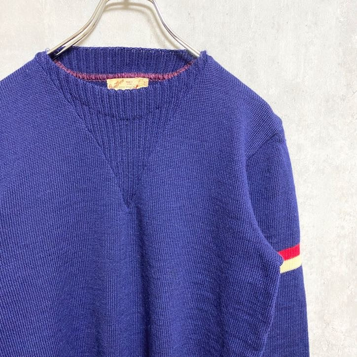 古着 used　～70s　Jantzen ジャンセン　USA製　ヴィンテージ　長袖Vガゼットニット　セーター　青　ブルー　Sサイズ