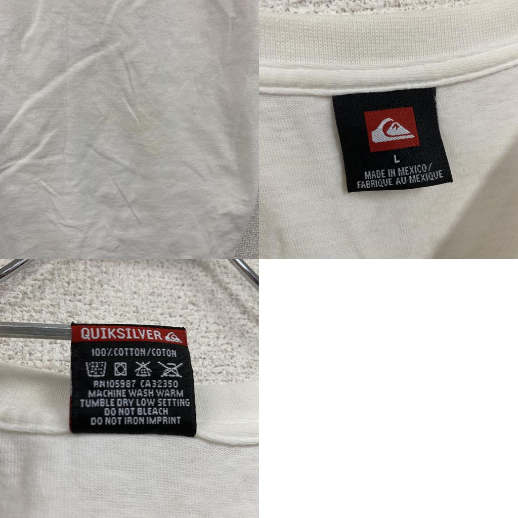 ～00s　Quiksilver　クイックシルバー　半袖Tシャツ　3連プリント　ヴィンテージ　白　ホワイト　Lサイズ　古着