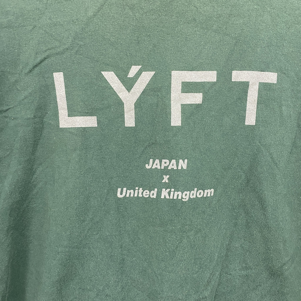 LYFT　リフト　JAPAN × United Kingdom　半袖Tシャツ　4連プリント　緑　グリーン　Lサイズ　古着
