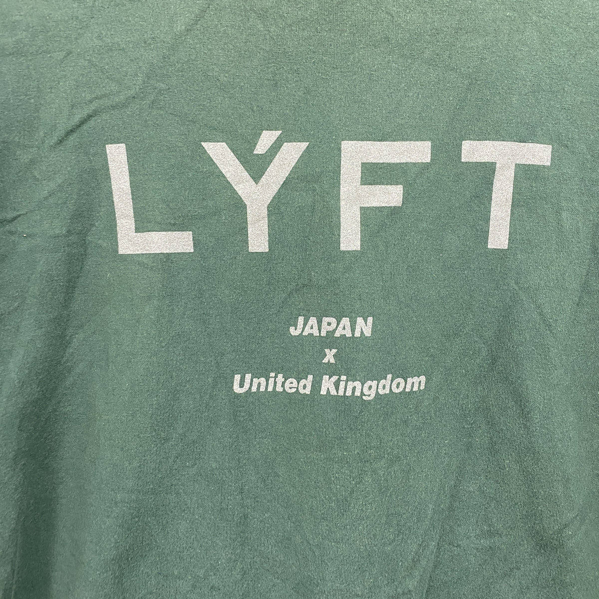 LYFT　リフト　JAPAN × United Kingdom　半袖Tシャツ　4連プリント　緑　グリーン　Lサイズ　古着