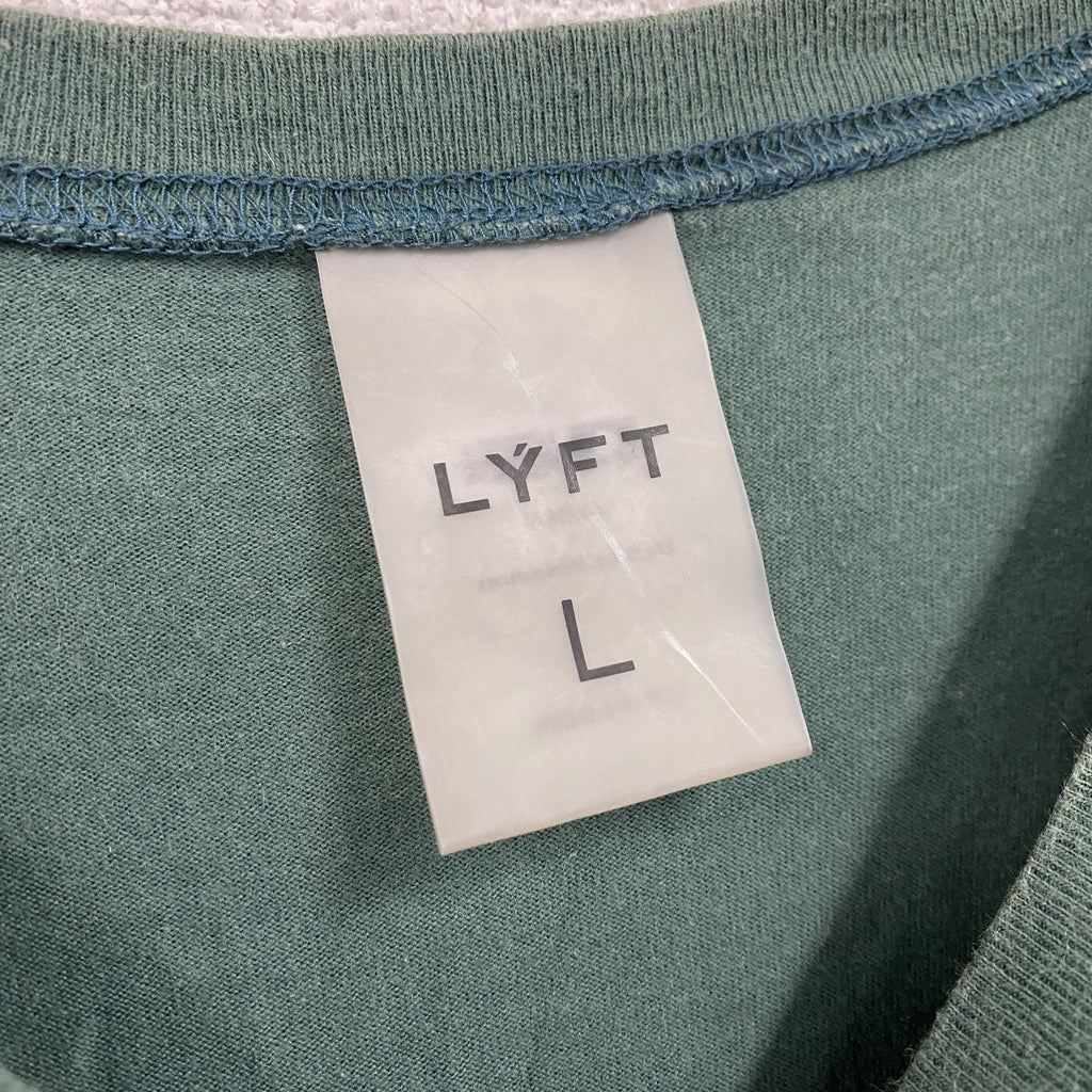 LYFT　リフト　JAPAN × United Kingdom　半袖Tシャツ　4連プリント　緑　グリーン　Lサイズ　古着