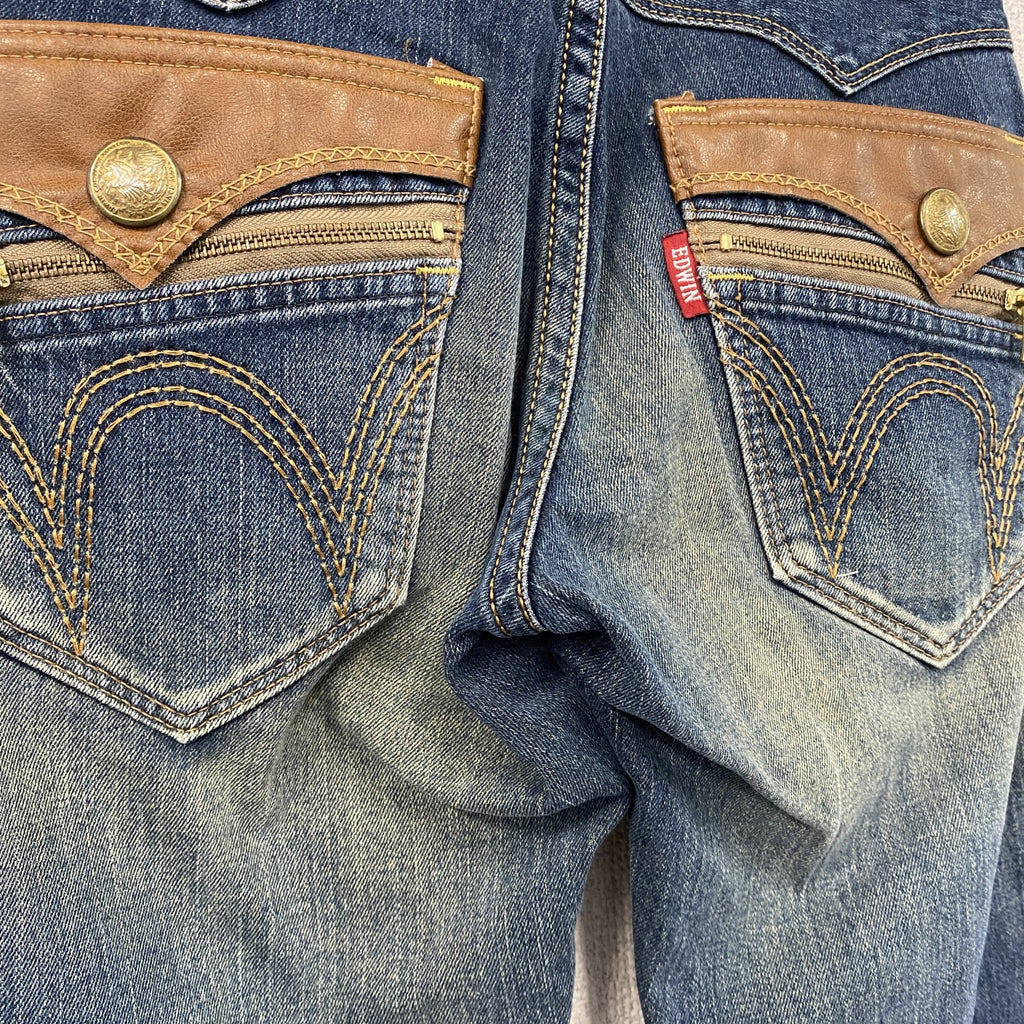 EDWIN　エドウィン　デニムパンツ/ジーンズ　縦落ち　鬼ヒゲ　フェード　ジップフライ　インディゴ　W30サイズ　古着