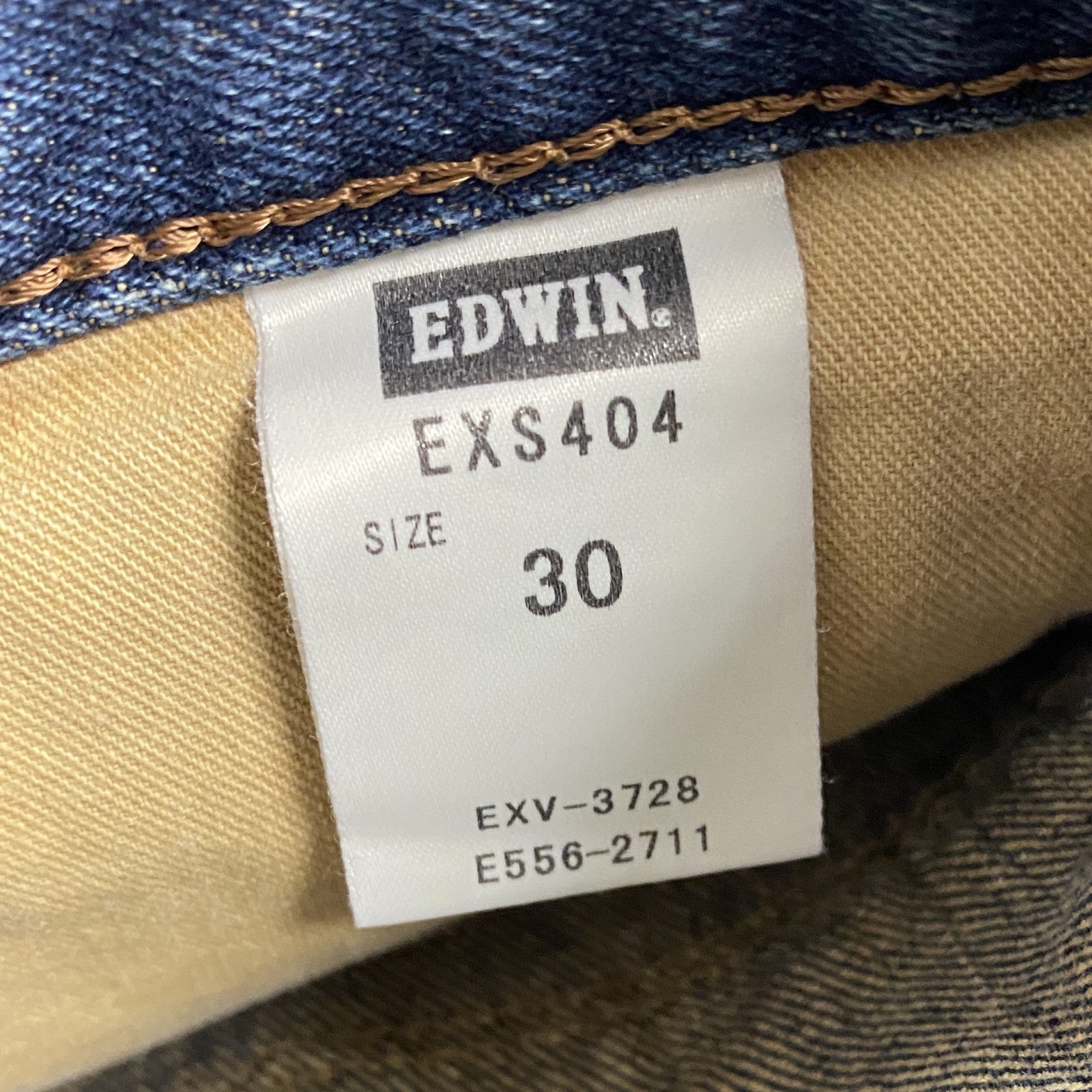 EDWIN　エドウィン　デニムパンツ/ジーンズ　縦落ち　鬼ヒゲ　フェード　ジップフライ　インディゴ　W30サイズ　古着