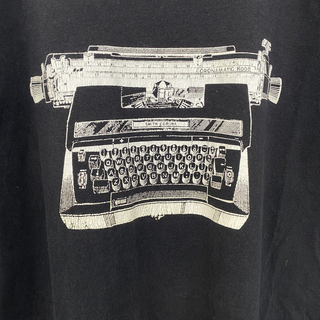 アメリカンアパレル　半袖デザインプリントTシャツ　タイプライター　黒　ブラック　クルーネック　古着