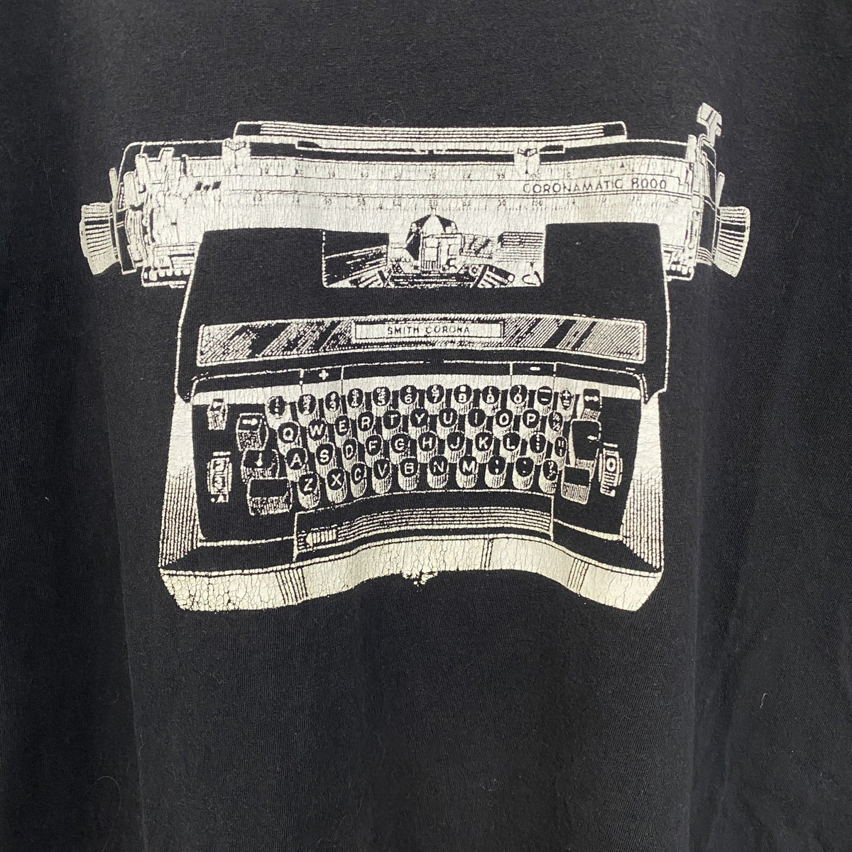 アメリカンアパレル　半袖デザインプリントTシャツ　タイプライター　黒　ブラック　クルーネック　古着