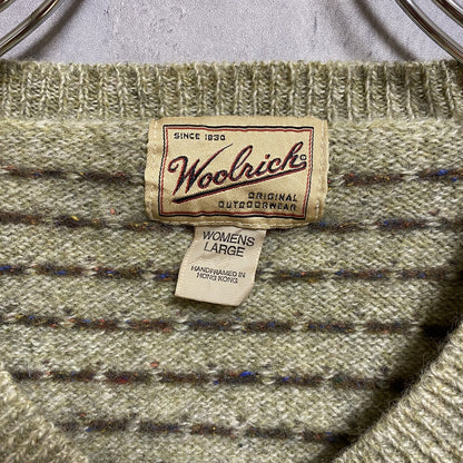 古着 used　WOOLRICH ウールリッチ　90s　長袖Vネックニット　セーター　ノルディック柄　レトロデザイン　Lサイズ