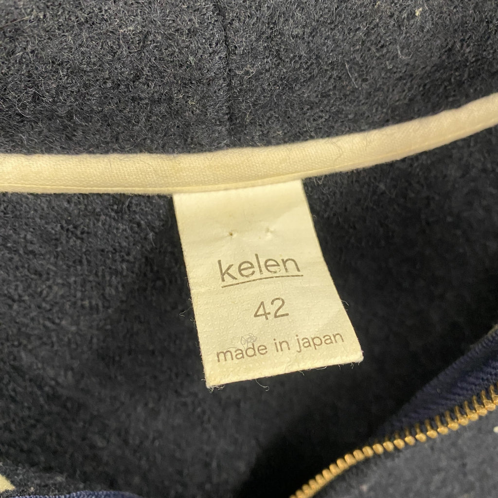 kelen　ケレン　ハーフジップウールパーカー/フーディー　ハイネック　紺　ネイビー　42サイズ　古着