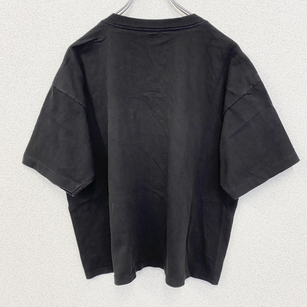 半袖デザインプリントTシャツ　グラフィックプリント　ペイント　クルーネック　黒　ブラック　古着