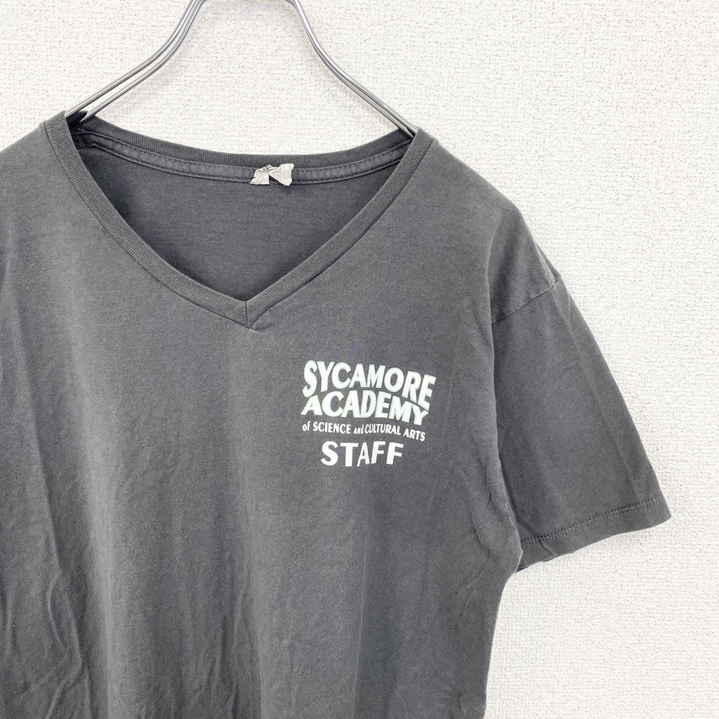 ALSTYlE　アルスタイル　半袖VネッTシャツ　バックプリント　ワンポイント　黒　ブラック　Mサイズ　古着