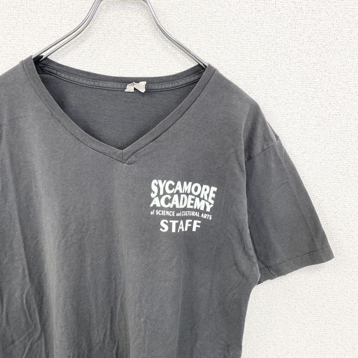 ALSTYlE　アルスタイル　半袖VネッTシャツ　バックプリント　ワンポイント　黒　ブラック　Mサイズ　古着