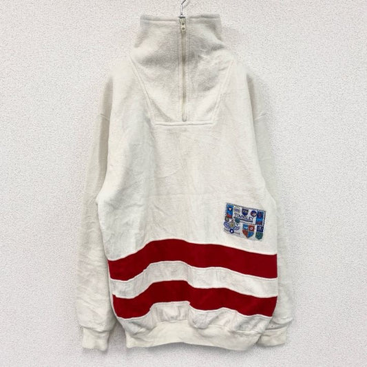 80s　Stats　ハーフジップフリースプルオーバージャケット/ボアジャケット　ヴィンテージ　白　ホワイト　XLサイズ