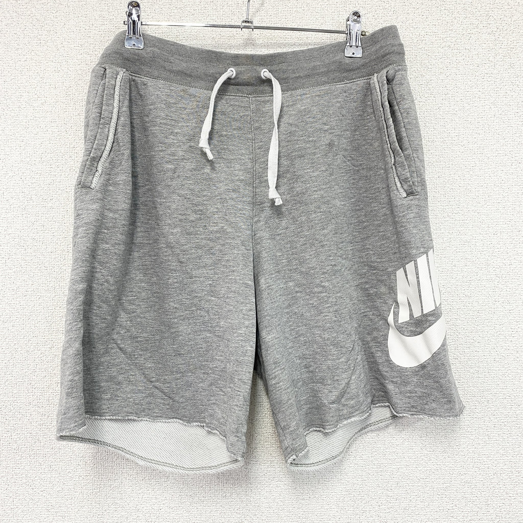 NIKE　ナイキ　ハーフスウェットパンツ/ショートパンツ　スウッシュ　デカロゴ　灰色　グレー　Lサイズ　古着