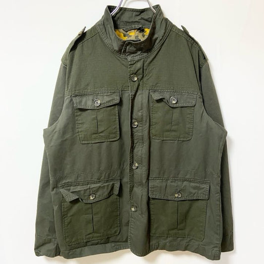 古着 used　CLUB ROOM　長袖ミリタリーシャツジャケット　アウター　ブルゾン　カーキ　秋冬服　Lサイズ