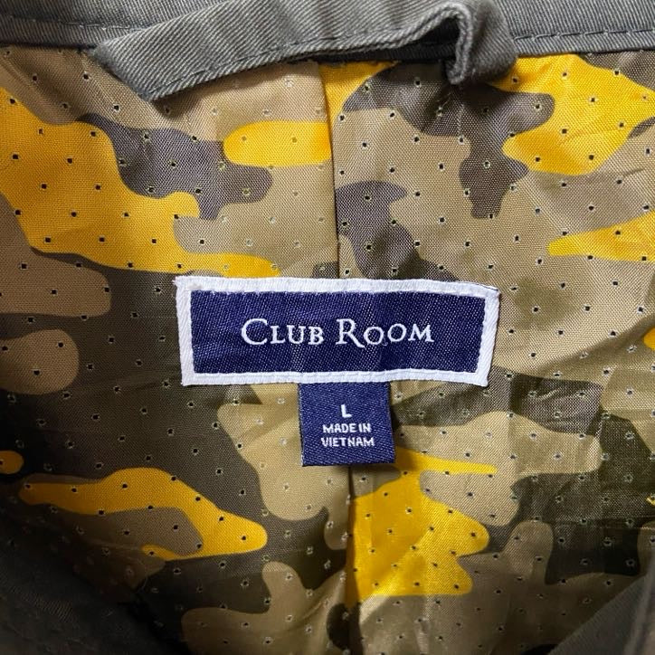 古着 used　CLUB ROOM　長袖ミリタリーシャツジャケット　アウター　カモ裏地　ブルゾン　カーキ　Lサイズ