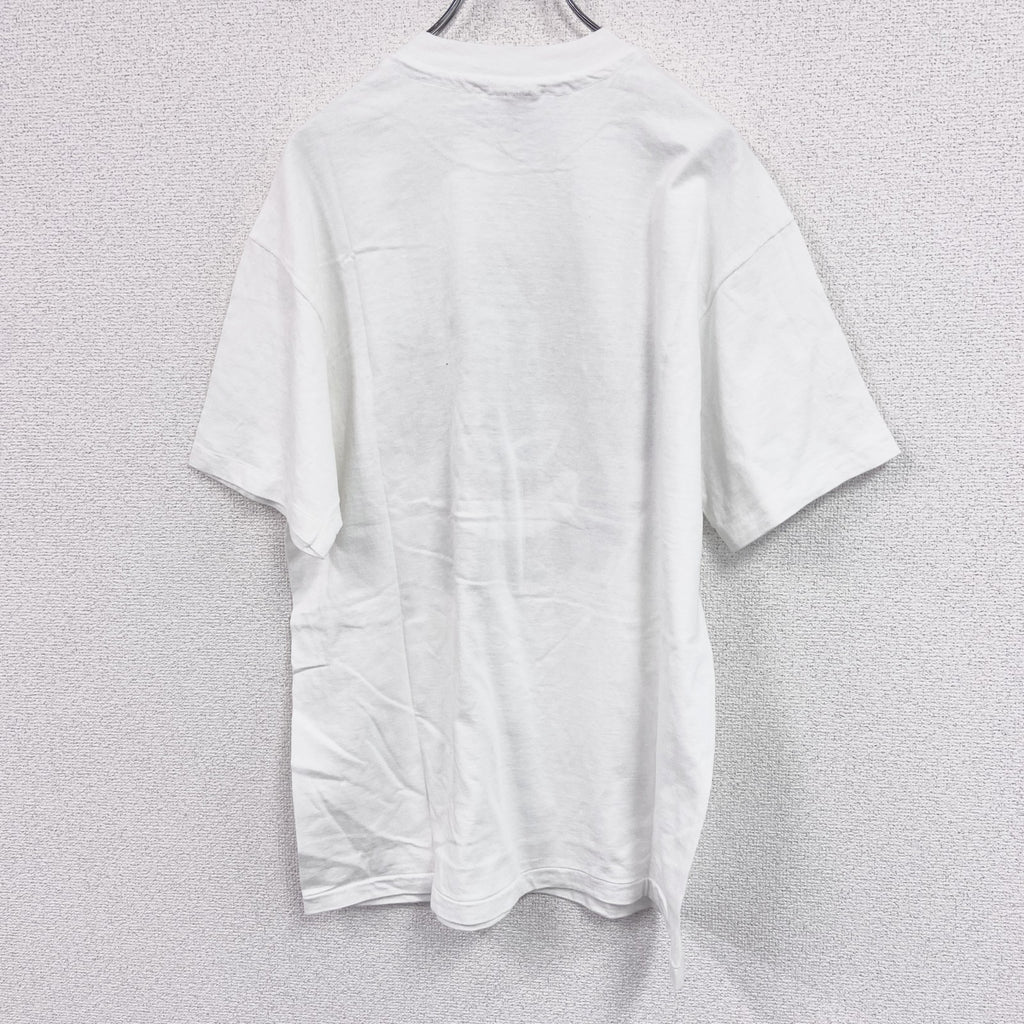 90s　Hanes　ヘインズ　半袖プリントTシャツ　ヴィンテージ　シングルステッチ　白　ホワイト　Lサイズ　古着